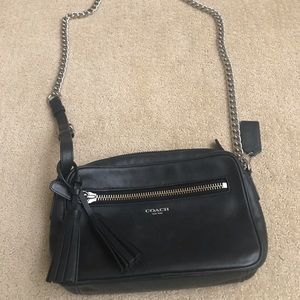 Authentic black Coach crossbody bag w/chain strap